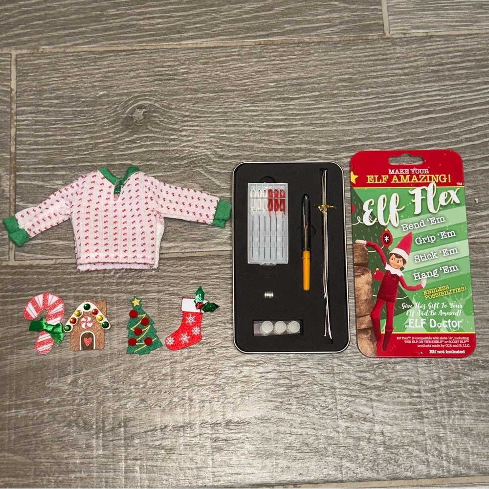 Elf Accessories Christmas Ugly Sweater Set Elf Doctor Elf Flex - Picture 2 of 6
